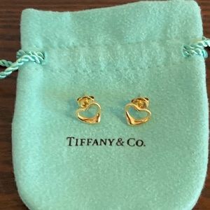 Tiffany and Co. Peretti 750 Open Heart 18K Gold Stud